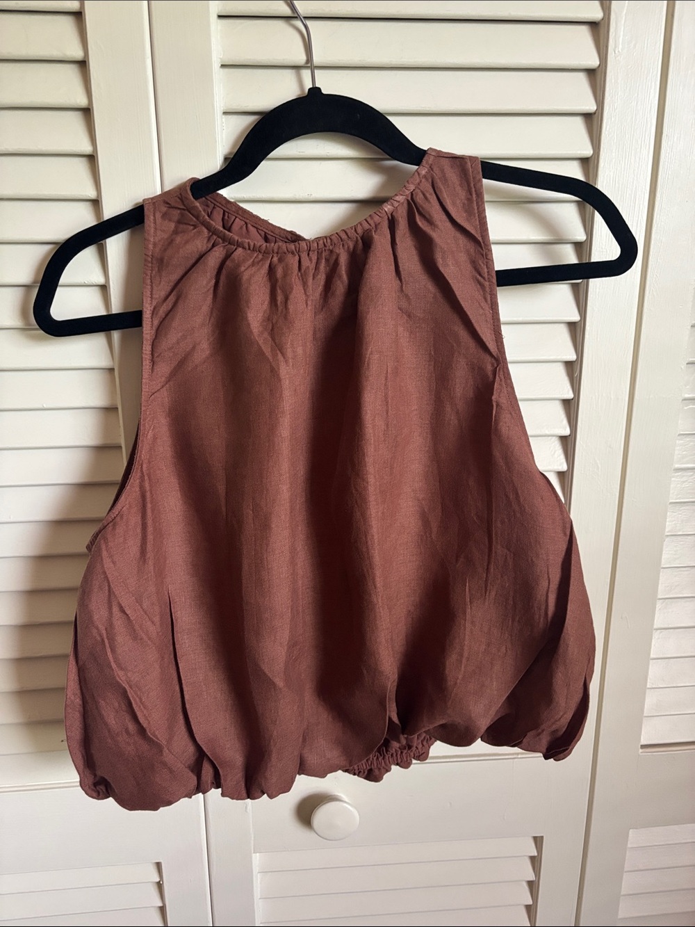 Anthropologie Rust Brown Sleeveless Bubble Hem Tank